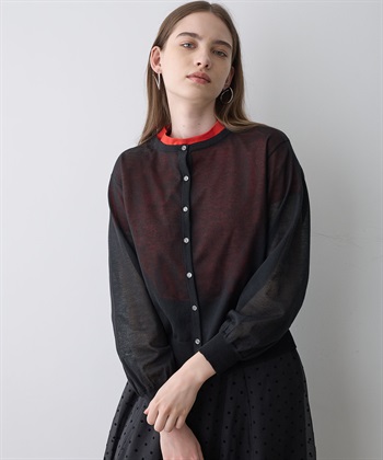 シアーカーディガン(ブラック-M)