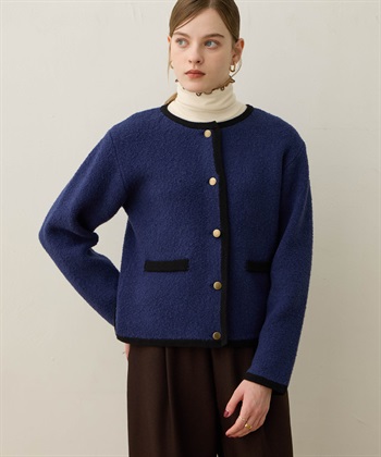 ニットジャケット(ネイビー-M)