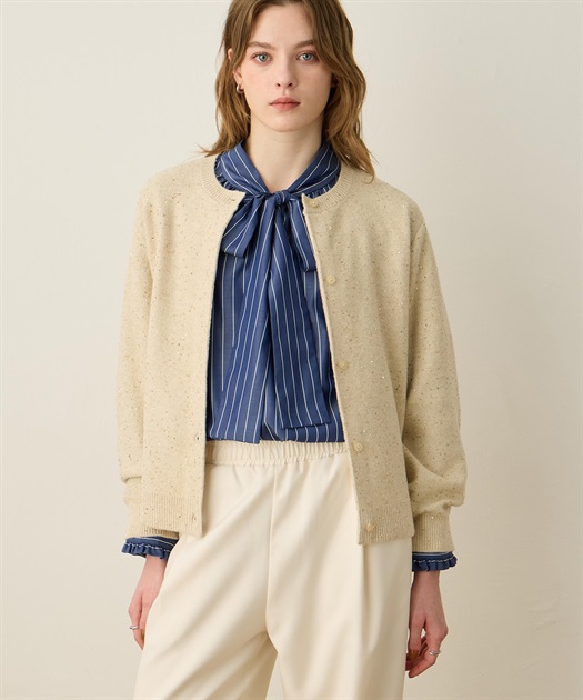 スパンコールニットカーディガン