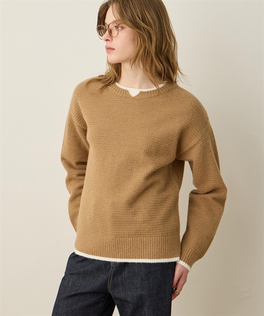 レイヤードニットプルオーバー