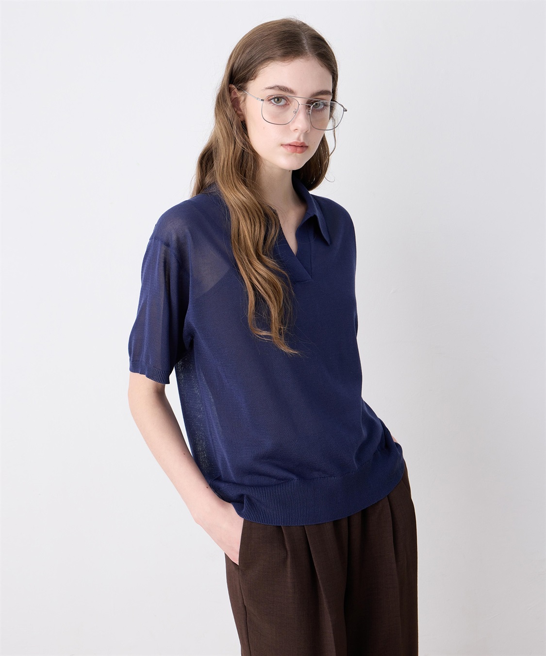 LE SOUK HOLIDAY 襟付きシアーニットプルオーバー_variation_2