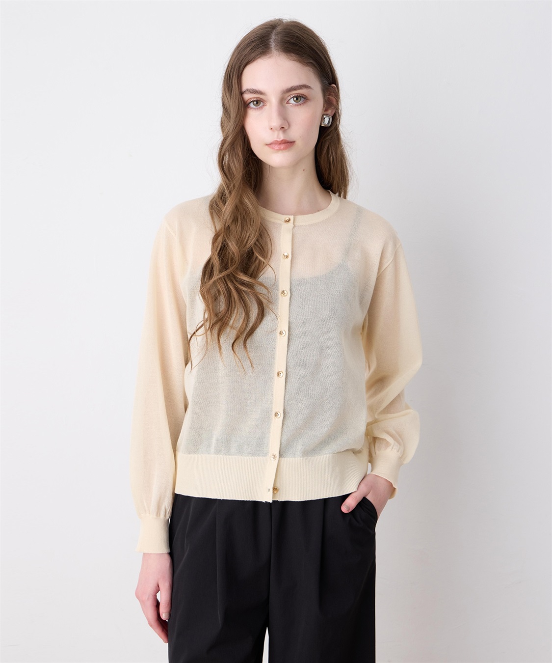 LE SOUK HOLIDAY 金ボタンシアーカーディガン_variation_3
