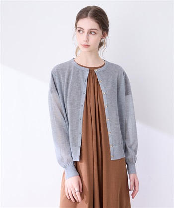 金ボタンシアーカーディガン(チャコールグレー-M)