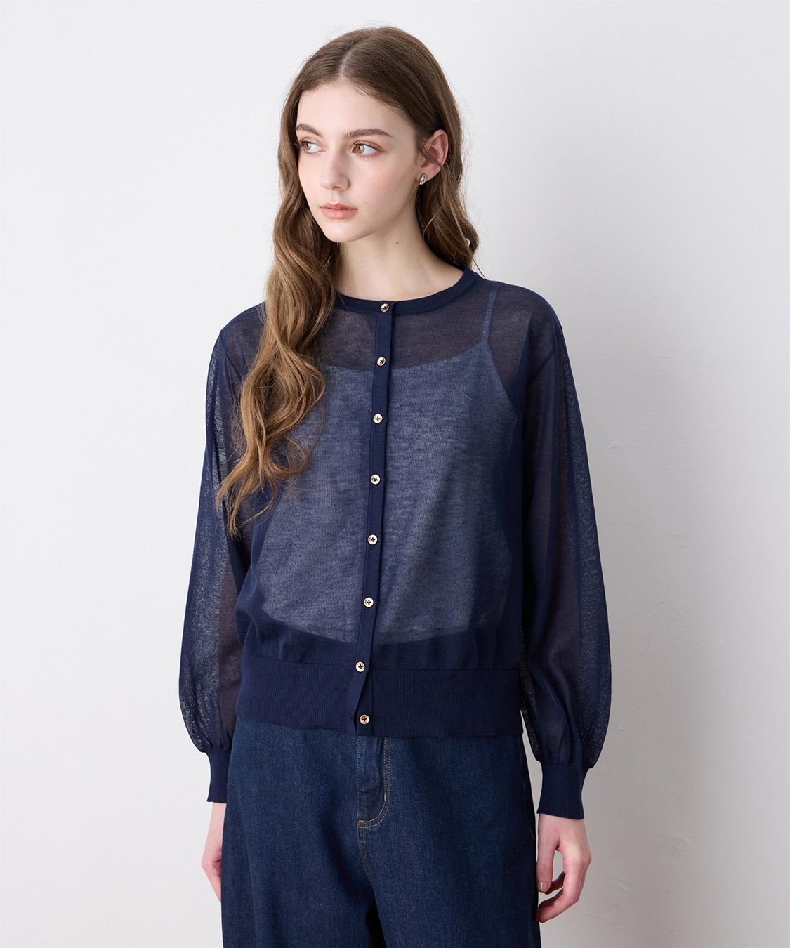 LE SOUK HOLIDAY 金ボタンシアーカーディガン_variation_2