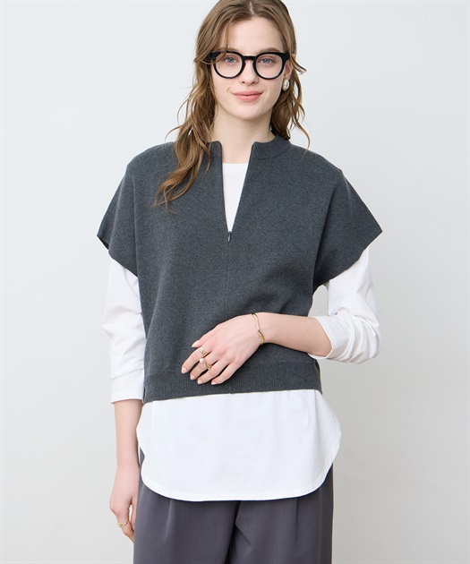 ハーフZIPニットベスト