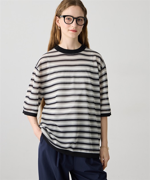 マルチボーダーニットプルオーバー【ハンドウォッシャブル】