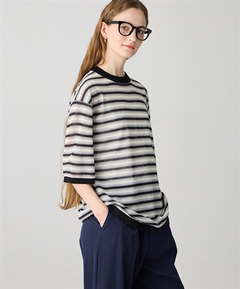 LE SOUK HOLIDAY マルチボーダーニットプルオーバー【ハンドウォッシャブル】_variationthumb_1