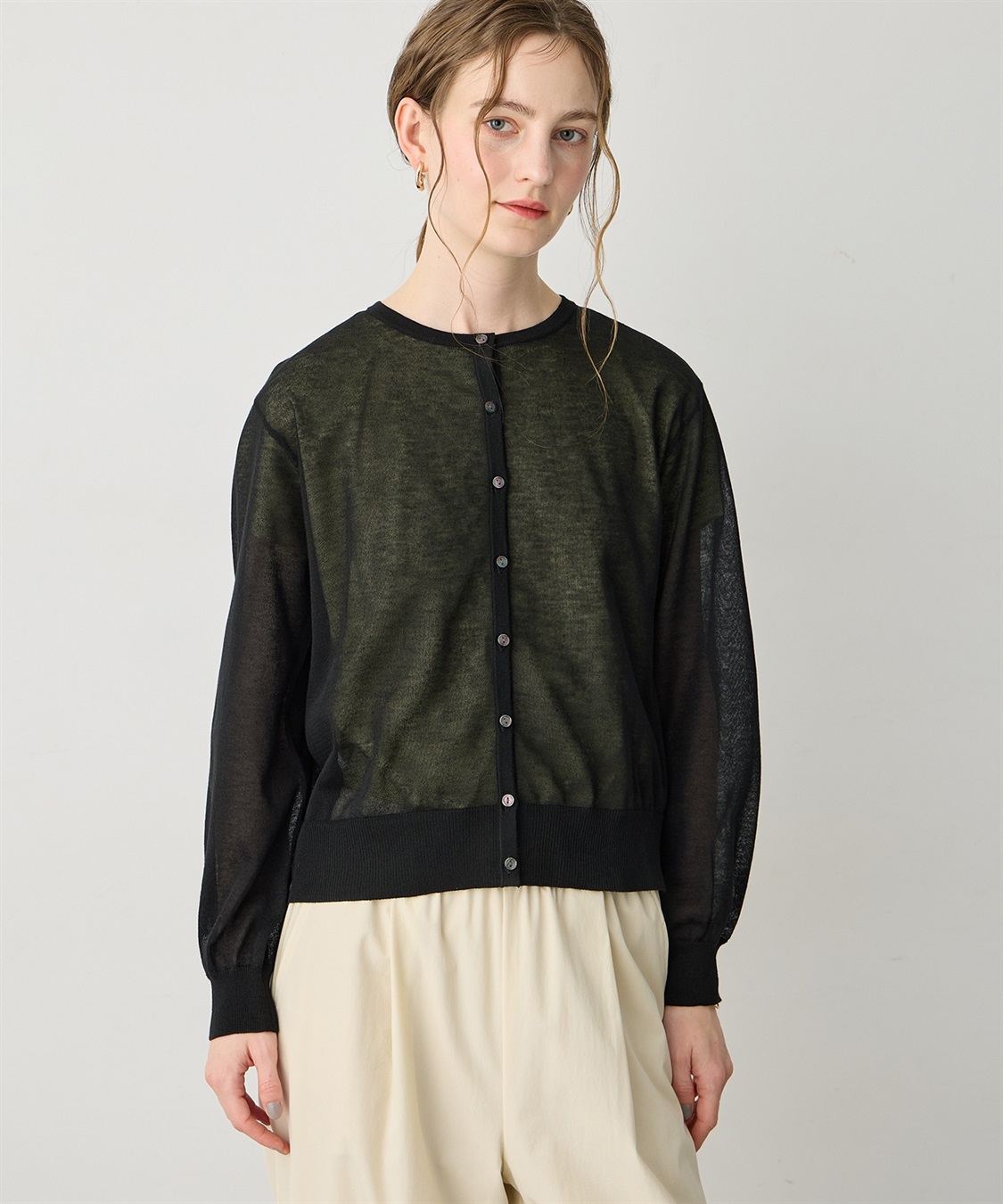 LE SOUK HOLIDAY バックギャザーシアーカーディガン_variation_1