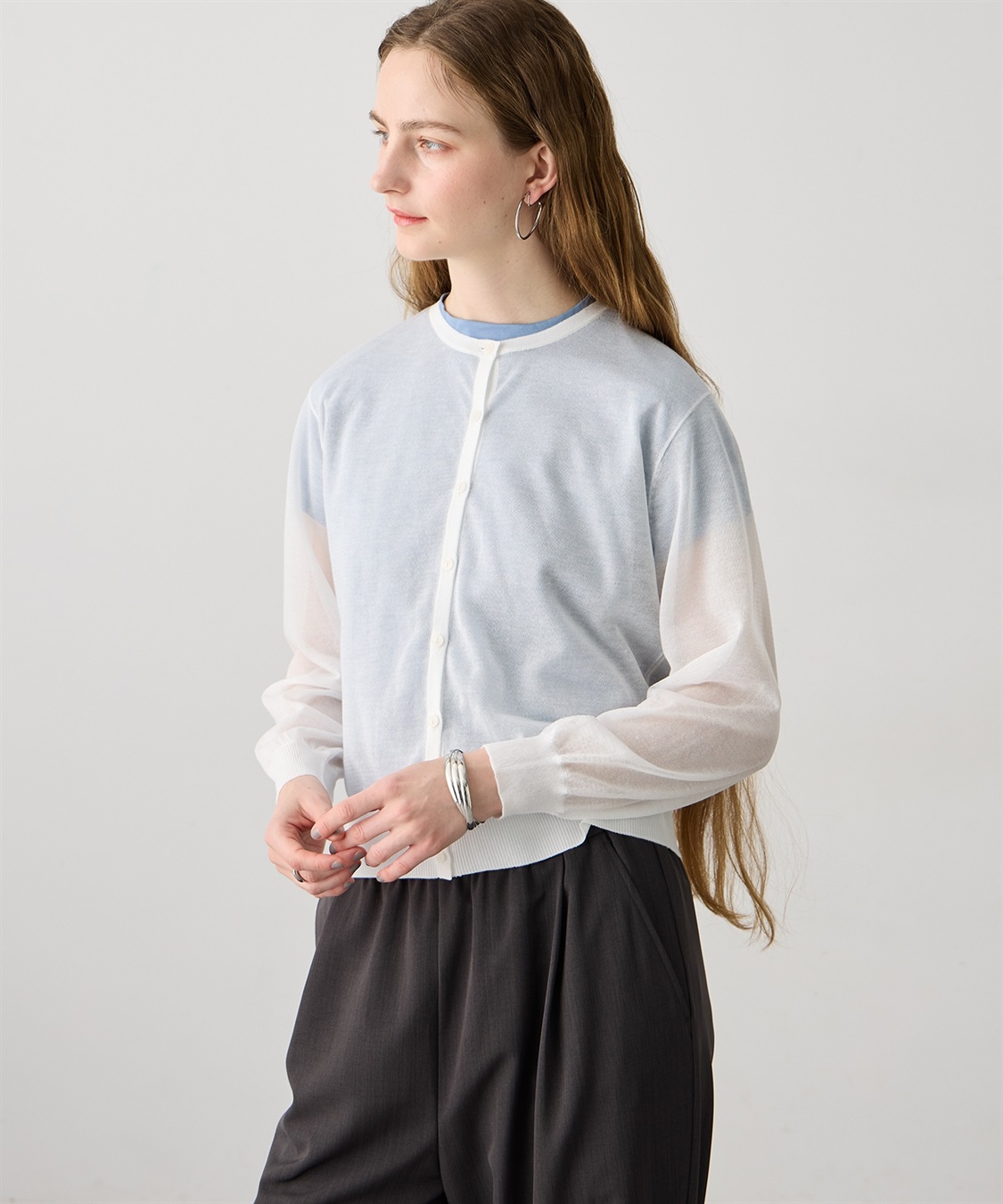 LE SOUK HOLIDAY バックギャザーシアーカーディガン_variation_2