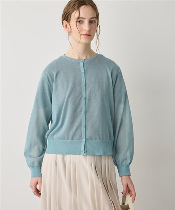 バックギャザーシアーカーディガン(サックス-M)