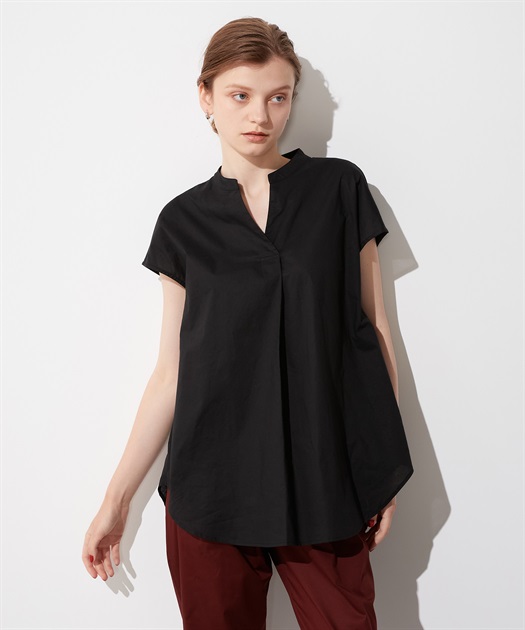 超美品　ハウスオブロータス　スキッパーオーバーブラウス　刺し子　M　黒　クルタ スキッパーブラウス LE SOUK HOLIDAY｜クロスプラス公式通販サイト