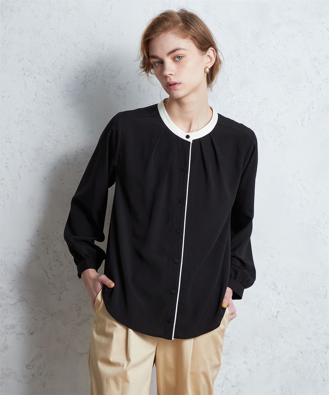 COGTHEBIGSMOKE デザインルナトップス　ブラウス　日本製 配色パイピングブラウス LE SOUK HOLIDAY｜クロスプラス公式通販サイト