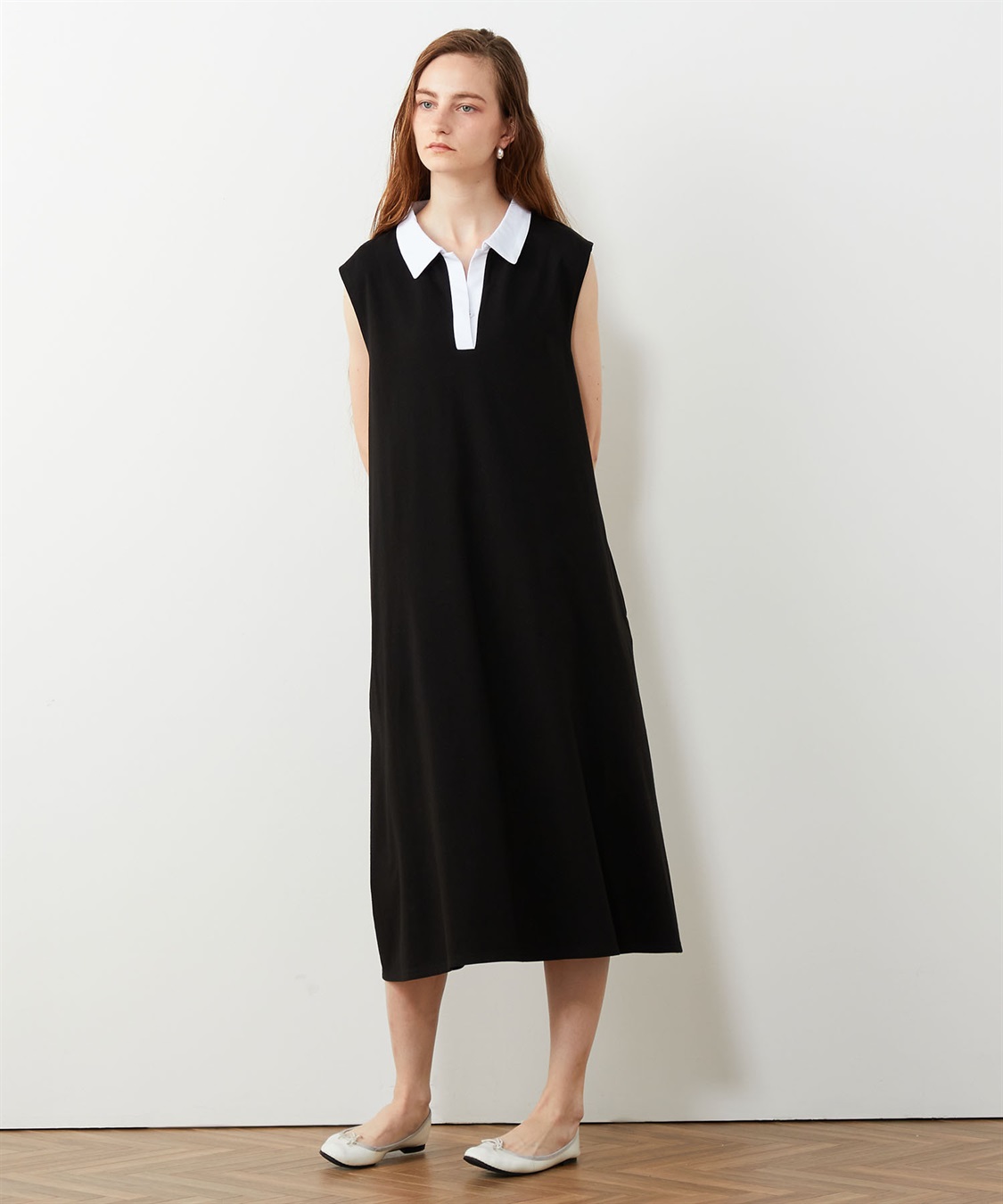 極美品✨MARK & LONA✨ブラック プリーツ ポロワンピース✨38 極美品✨MARK & LONA✨ブラック プリーツ ポロワンピース✨38