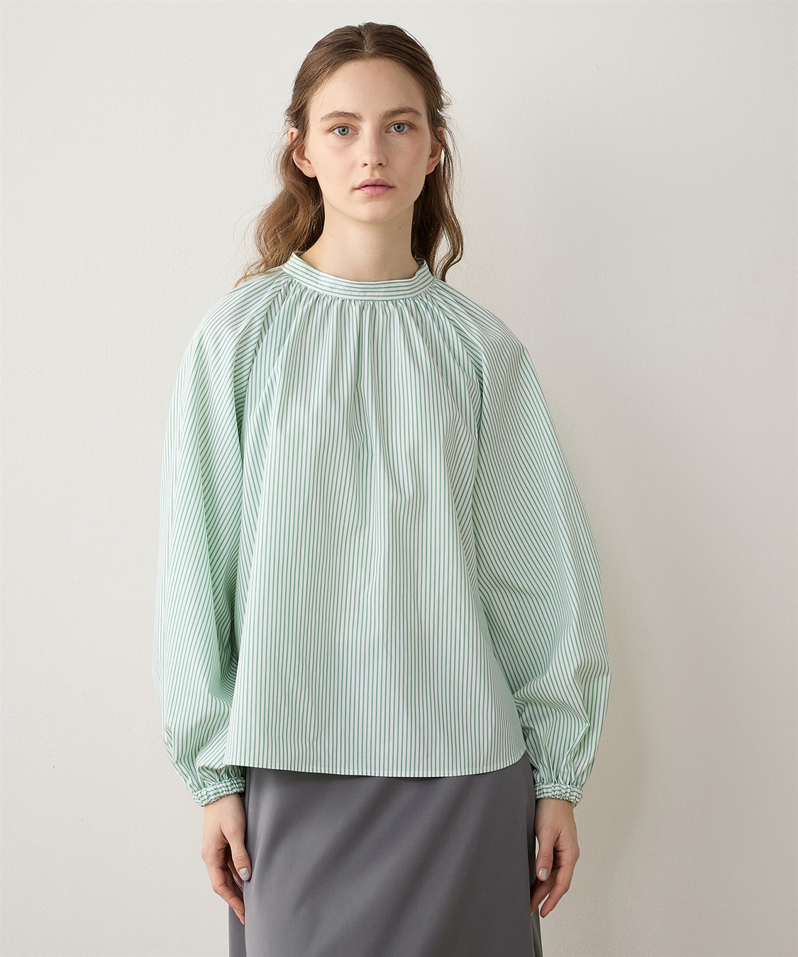 LE SOUK HOLIDAY ギャザーネックストライプブラウス_variation_2