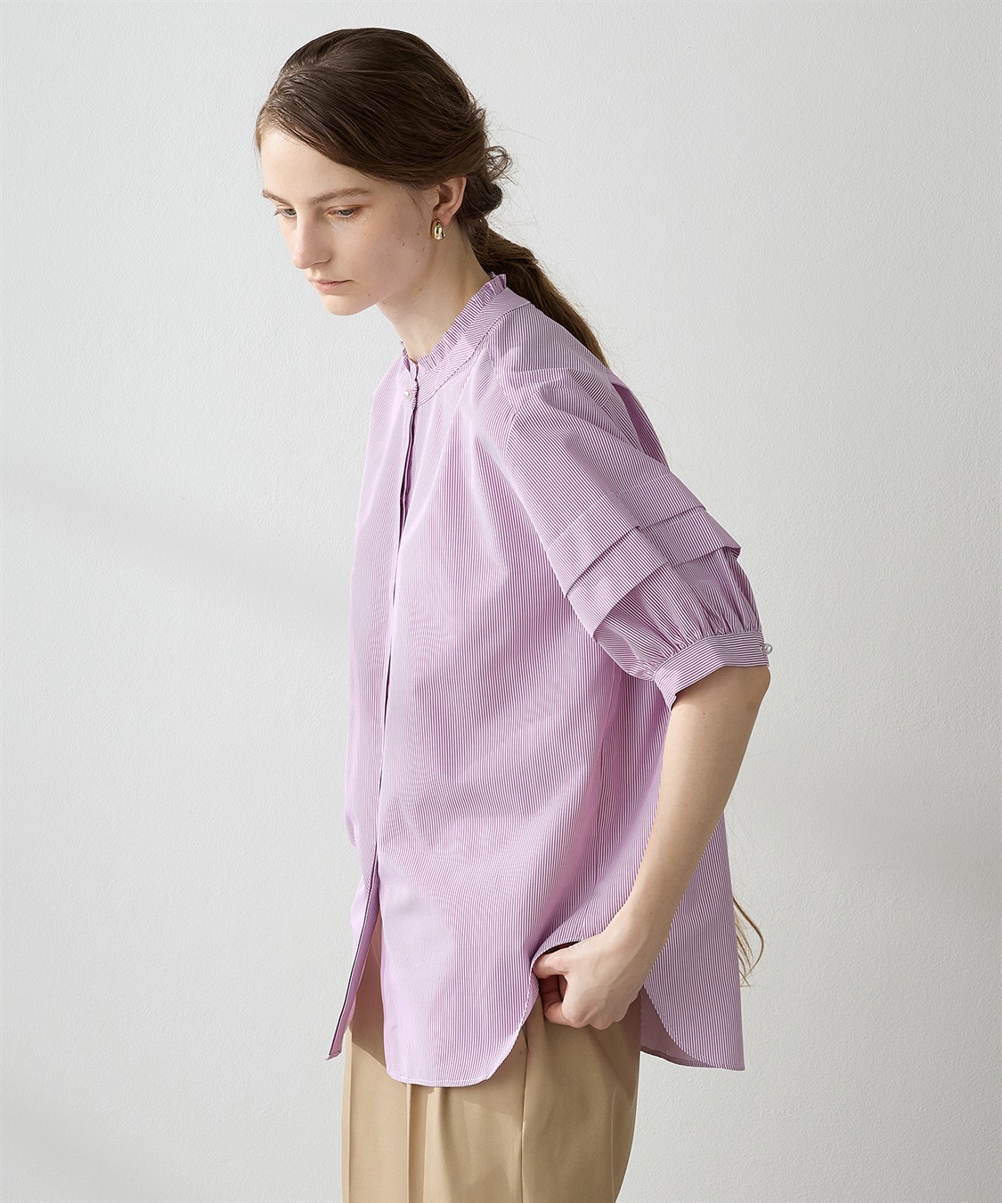 LE SOUK HOLIDAY バールボタンストライプシャツ_main