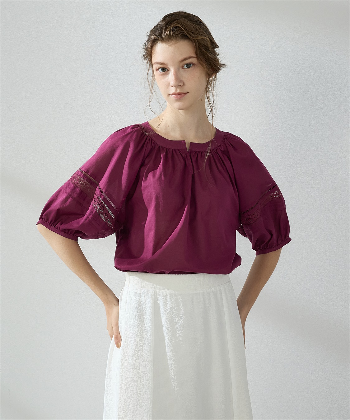 LE SOUK HOLIDAY レーススリーブギャザーブラウス_variation_3