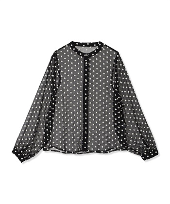 花柄刺繍ブラウス(ブラック-M)