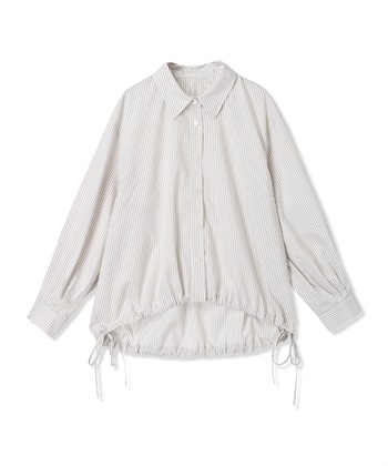 ドロストストライプシャツ(ベージュ-M)