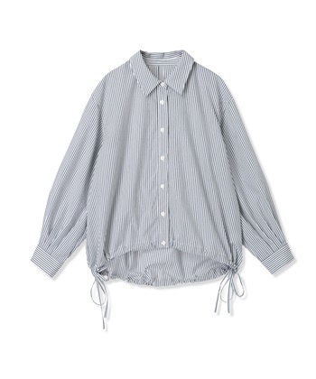 ドロストストライプシャツ(ブルー-M)