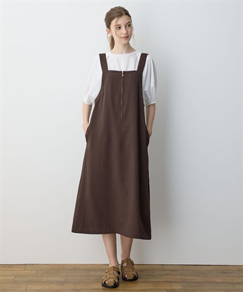 リネンジャンスカ【接触冷感】(ブラウン-M)