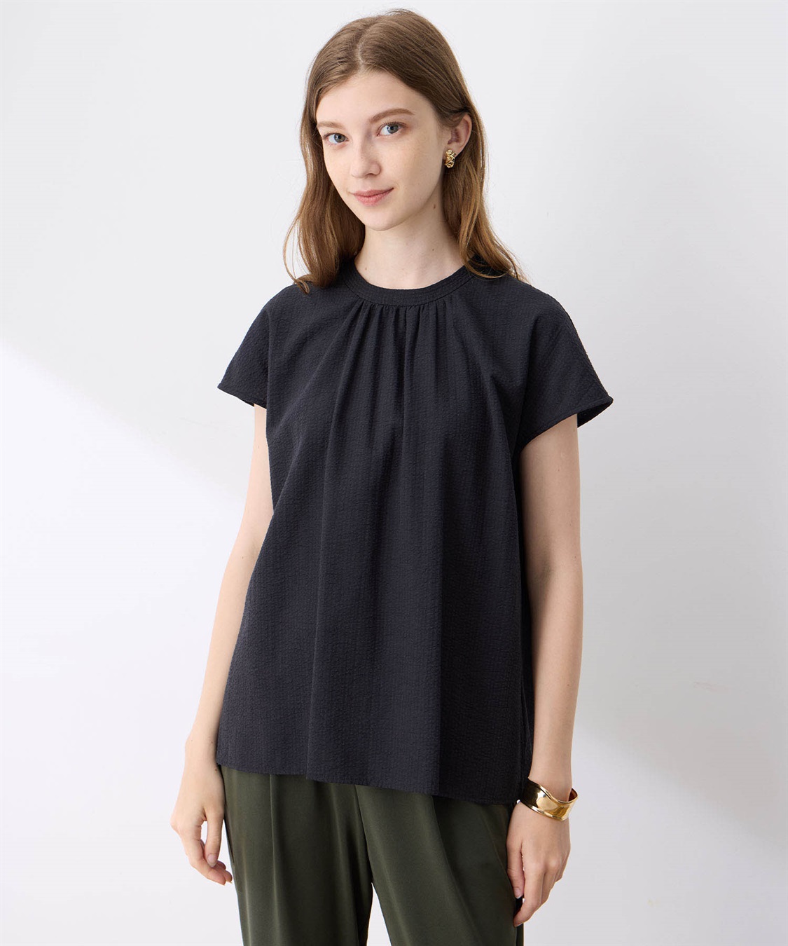 LE SOUK HOLIDAY ギャザーネックサッカーブラウス_variation_1