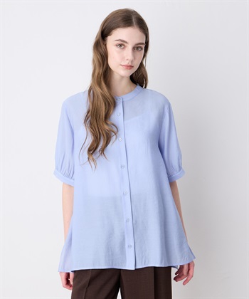 バックラッフルティアードシアーブラウス(サックス-M)