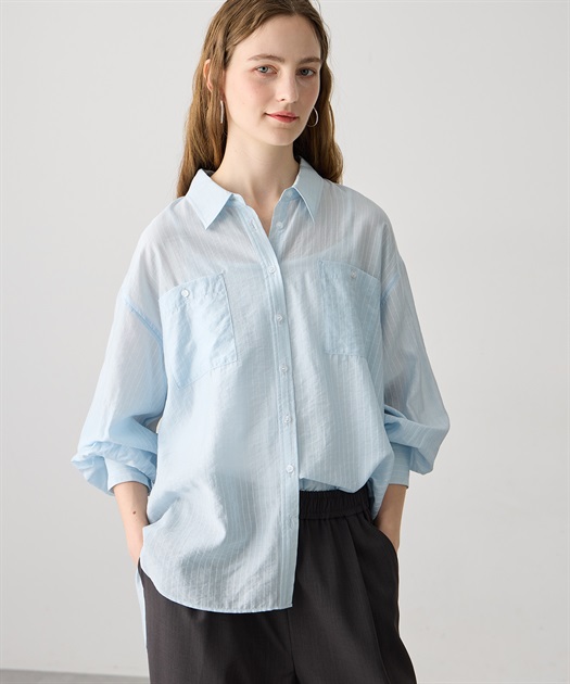 シアーストライプシャツ