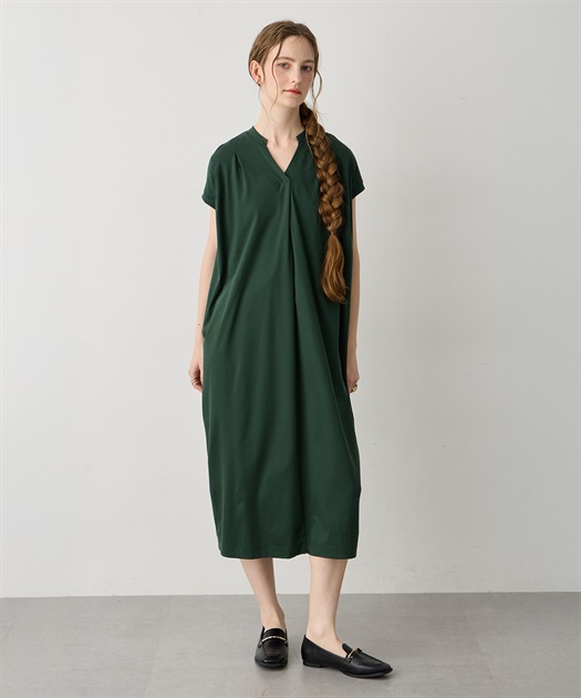 スキッパーネックコクーンワンピース【接触冷感・吸水速乾】