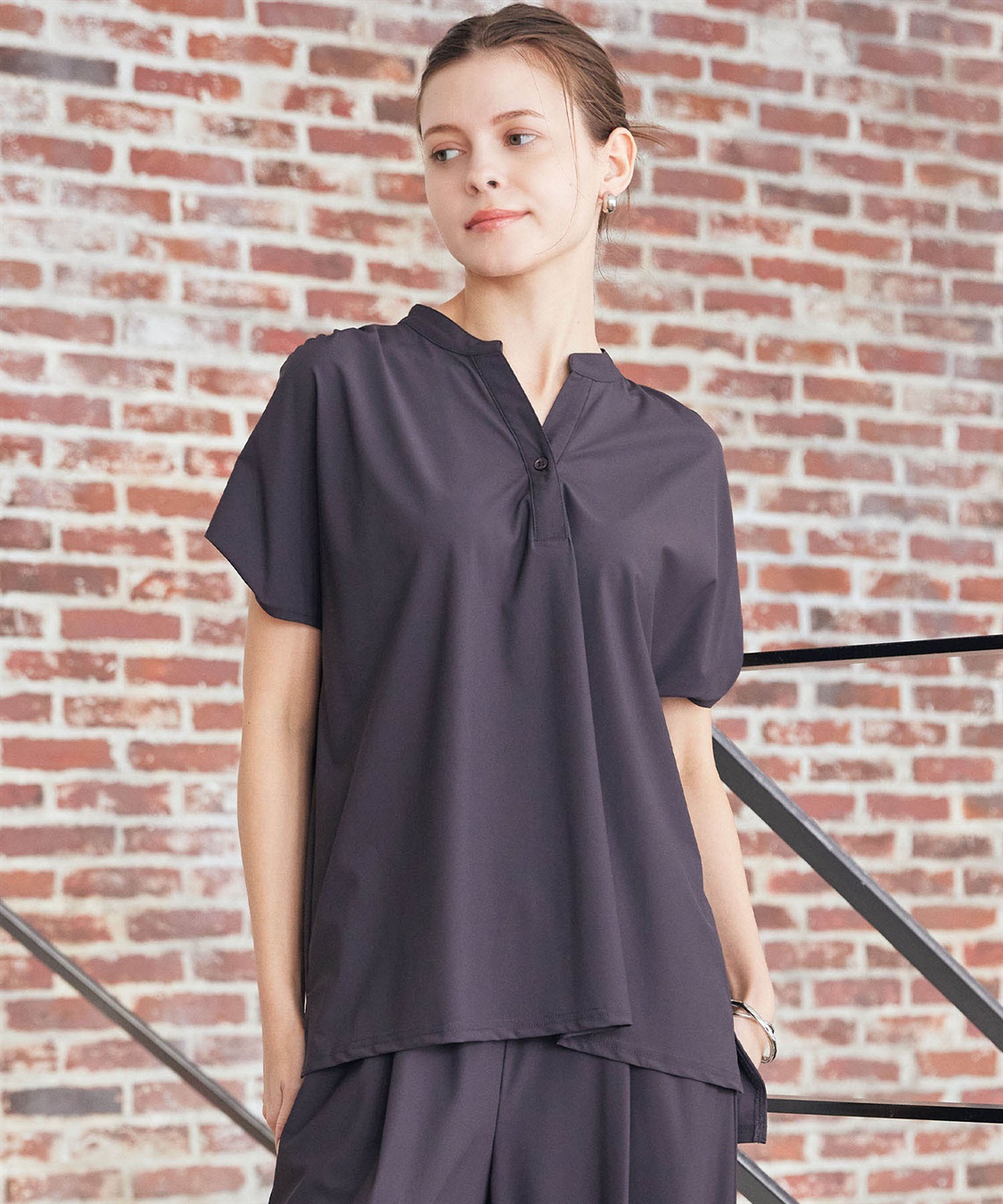 LE SOUK HOLIDAY トリコットスキッパーネックプルオーバー【接触冷感・UVカット】_main