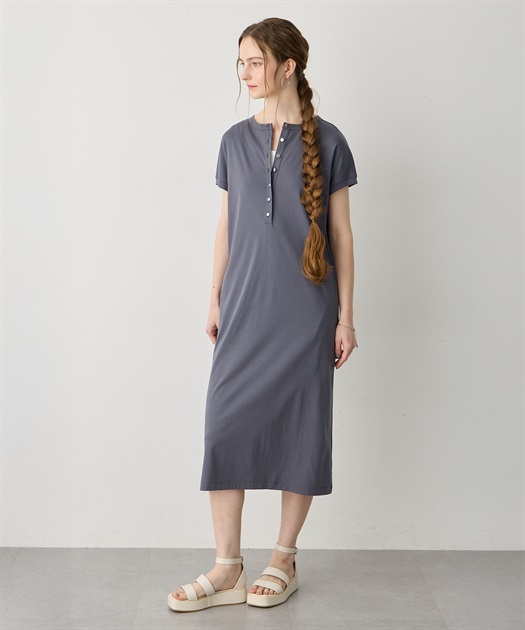 ヘンリーネックワンピース【接触冷感・吸水速乾】