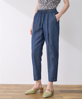 デニムタックテーパードパンツ(ネイビー-S)