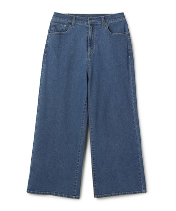 ワイドデニムパンツ(ブルー-Ｍ)