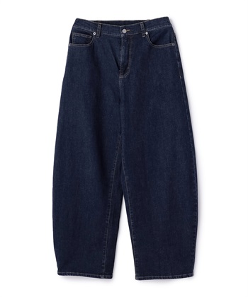 バレルシルエット デニムパンツ(ネイビー-M)