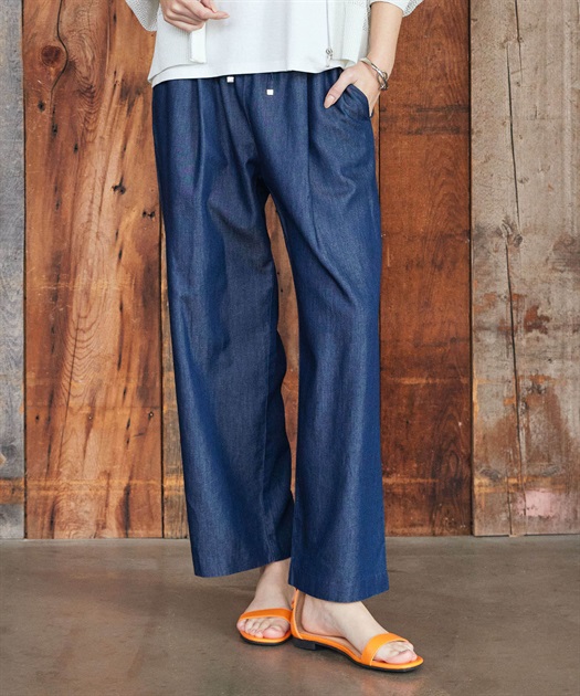 デニムタックワイドパンツ