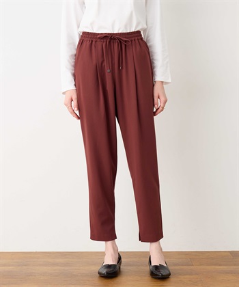 タックテーパードパンツ(ワイン-S)