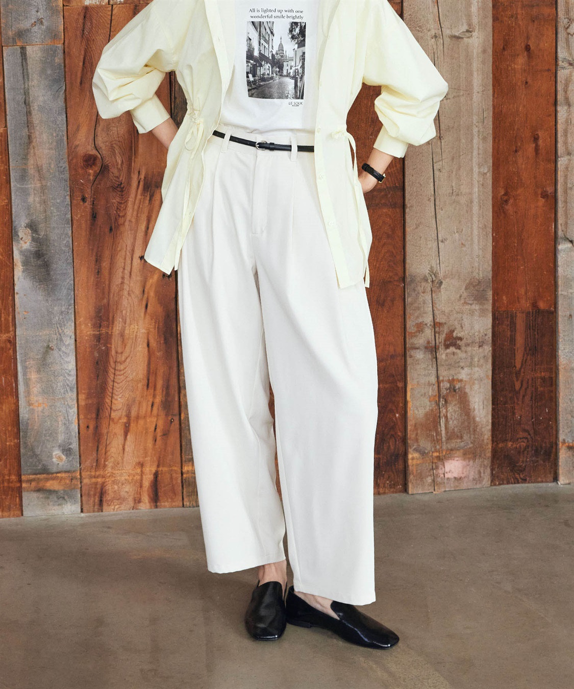 LE SOUK HOLIDAY 【WEB限定】タックカーブパンツ【後ろウエストゴム】