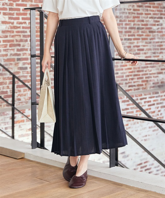 《WEB限定》軽やかプリーツ風ロングスカート