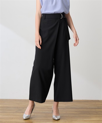 LE SOUK HOLIDAY ベルト付きストレッチワイドパンツ【接触冷感・UVカット・シワになりにくい・後ろウエストゴム】_variationthumb_1