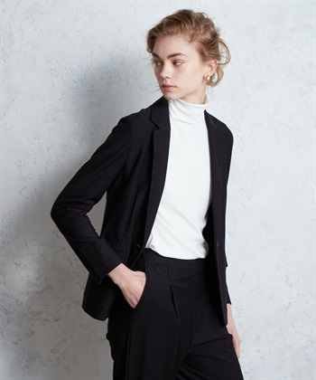 ツイルストレッチテーラードジャケット(ブラック-M)