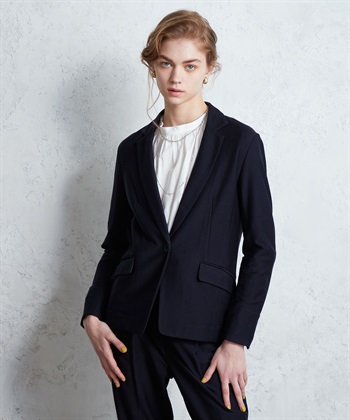 ツイルストレッチテーラードジャケット(ネイビー-M)