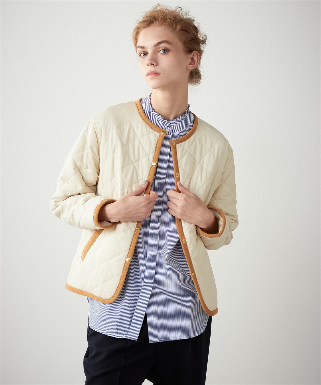 LE SOUK HOLIDAY ノーカラーキルトジャケット_variation_2