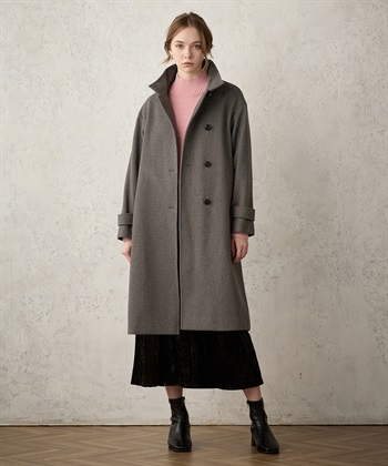 スタンドカラーコート(ブラウン-M)