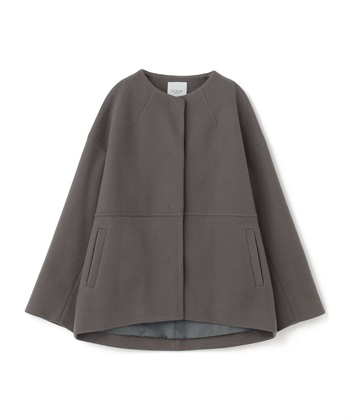 ノーカラーショートコート(チャコールグレー-M)