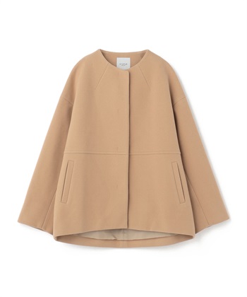 ノーカラーショートコート(ベージュ-M)