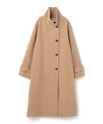 スタンドカラーロングコート(ベージュ-M)