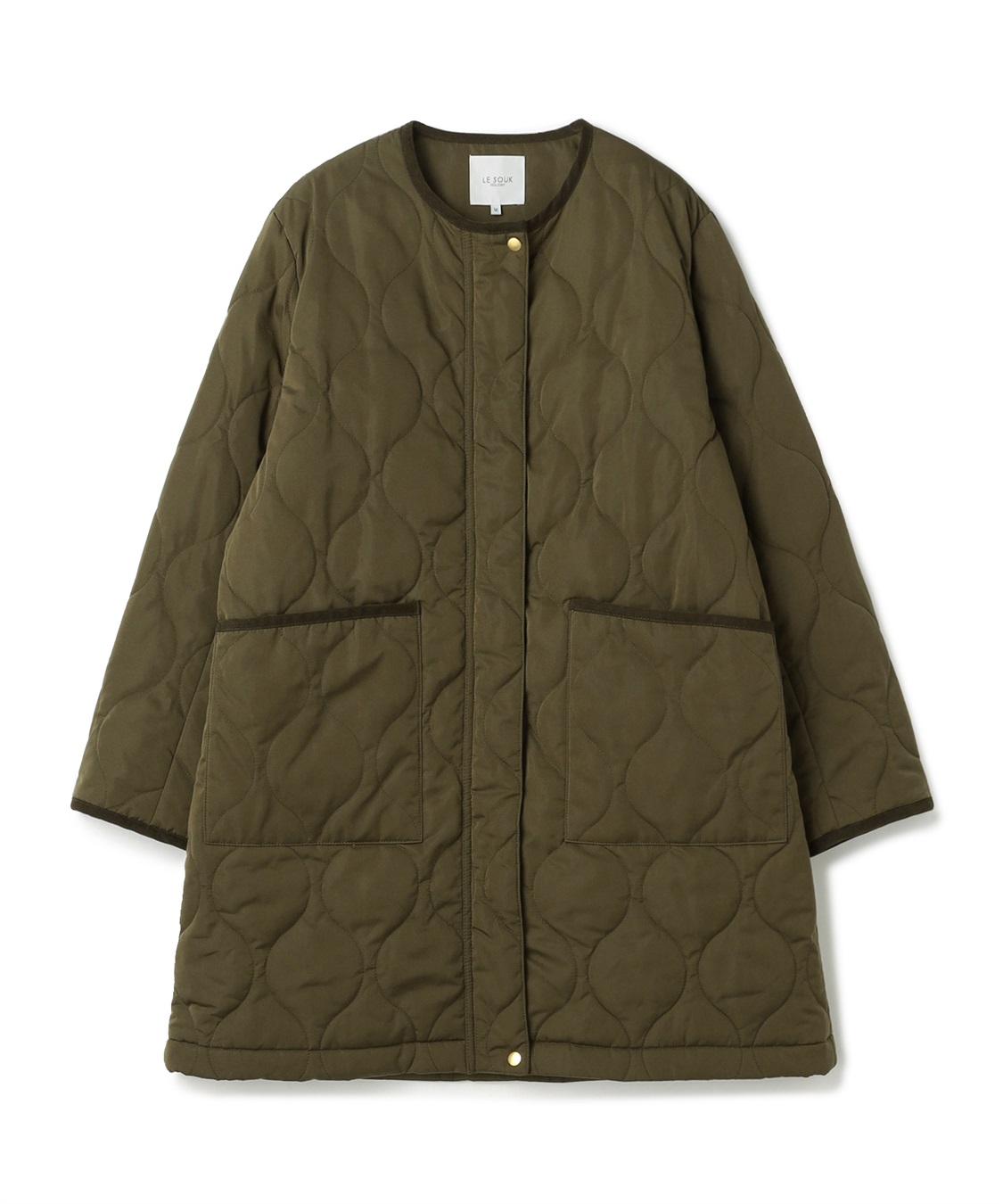 LE SOUK HOLIDAY ノーカラー ロングキルトジャケット_variation_2