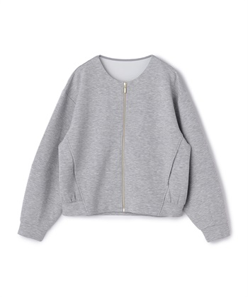ノーカラージップブルゾン(ライトグレー-M)