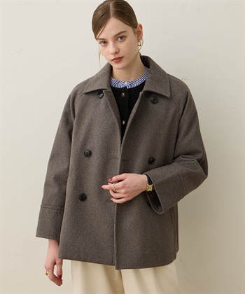 スタンドショートコート(ブラウン-M)