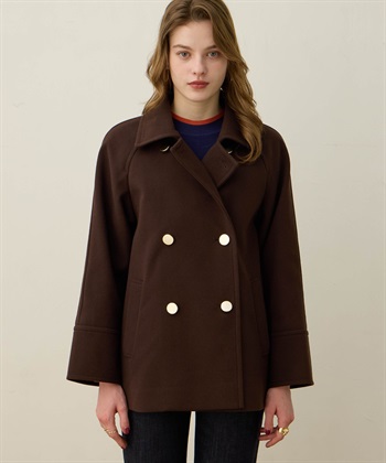 スタンドショートコート(ダークブラウン-M)