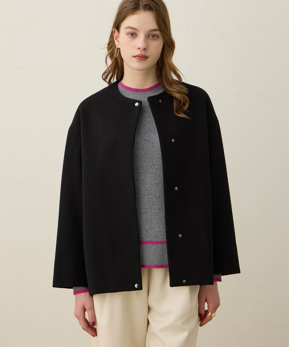 LE SOUK HOLIDAY ノーカラーショートコート_variation_1